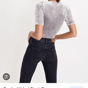 Madewell Silver Velvet Bodysuit